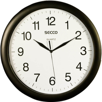 Nástěnné hodiny, černé, 33 cm, SECCO