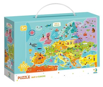 Puzzle Mapa Evropy 64x46cm 100 dílků v krabičce 28x18,5x6,5cm