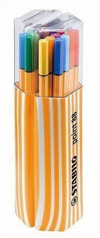 Liner  "Point 88 Twister Pack", 20 barev, 0,4mm, v plastovém obalu, STABILO