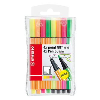 STABILO point 88 Mini/Pen 68 Mini neon 8 ks Pouzdro