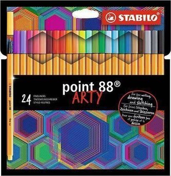 Linery "Point 88 ARTY", 24 různých barev, 0,4 mm, STABILO