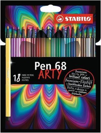 STABILO Pen 68 18 ks Kartónové Pouzdro \"ARTY\"
