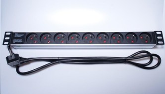 PremiumCord Panel napájecí do 19\" racku 1U, 9x230V, 2m kabel