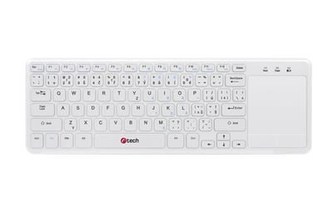 C-TECH klávesnice WLTK-01, bezdrátová s touchpadem, bílá, USB