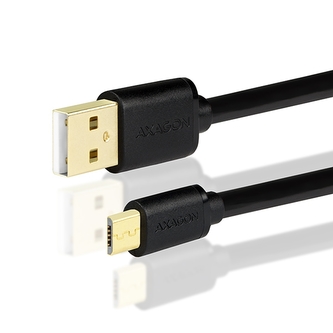 AXAGON - BUMM-AM30QB, HQ Kabel Micro USB  USB A, datový a nabíjecí 2A, černý, 3 m