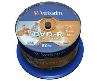 VERBATIM DVD-R(50-Pack)Spindle/Inkjet Printable Wide/16x/4.7GB