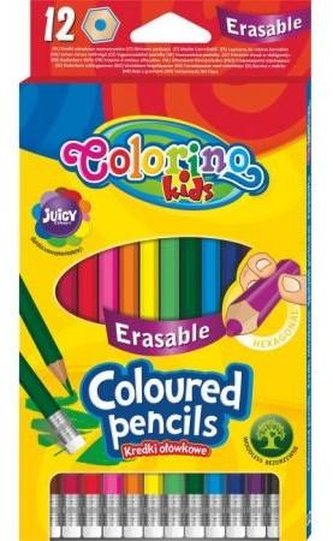 Colorino Vygumovatelné pastelky hexagonální 12 barev