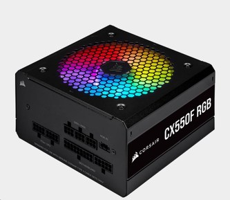 CORSAIR zdroj, CX550F 80+ Bronze modulární RGB, 120mm ventilátor (ATX, 550W), černá