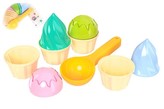 Sada na písek zmrzlina plast lopatka 15cm + bábovky 2 barvy v síťce  12m+