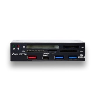 CHIEFTEC čtečka karet CRD-901H, 3,5\", USB 3.0 Hub Type-A x 2 , Type-C  x 1, charging port