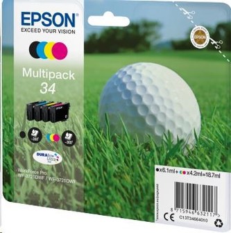 T34664010 Inkoust multipack pro, WorkForce WF-3720DWF tiskárnu, EPSON, c+m+y+b, 18,7 ml