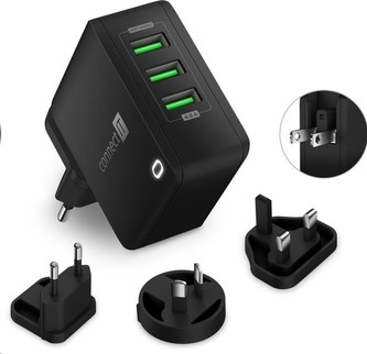 CONNECT IT Nomad2 WorldTravel nabíjecí adaptér 3xUSB-A, 24W, ČERNÝ