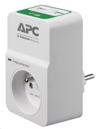 APC Essential SurgeArrest 1 outlets with 5V, 2.4A 2 port USB charger, 230V France