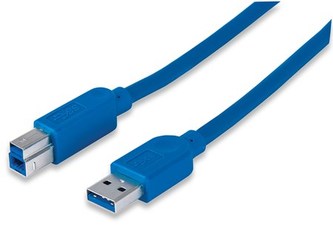 MANHATTAN Kabel USB 3.0 A Male / B Male, 2 m, modrý