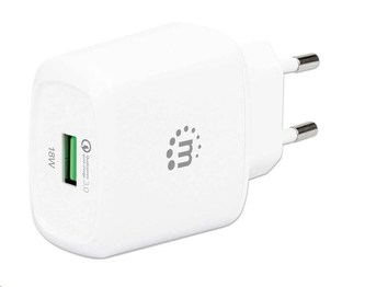 MANHATTAN USB-A nabíječka QC 3.0 Wall Charger - 18 W, USB-A Quick Charge™ 3.0 Port up to 18 W, Europlug, bílá