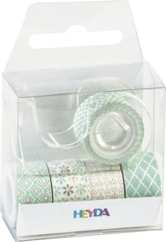 Páska papírová mini lepicí 5ks - zelená: 1,2cm x 3m