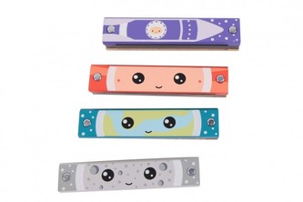 Harmonika dřevěná 13cm / 4 různé barvy / ve fólii 1 ks