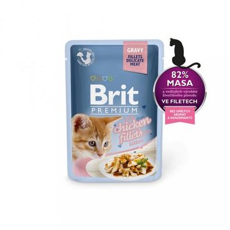 Kap.Brit Prem.Cat Delic.Fillets in Gravy with Chicken for Kitten 85g