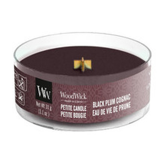 WoodWick Aromatická malá svíčka s dřevěným knotem Black Plum Cognac 31 g unisex