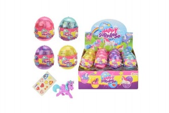 Vejce jednorožec kůň s nálepkami plast 4 barvy 24ks v boxu