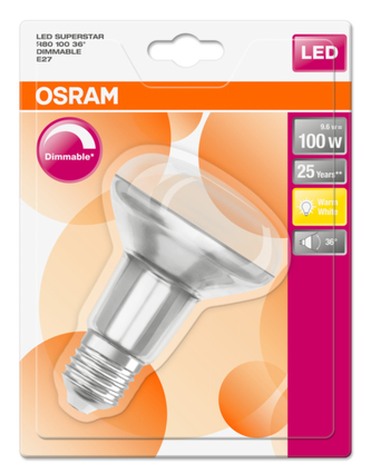 OSRAM LED Concentra SUPERSTAR R80 36° 9,6W 827 E27 670lm 2700K (CRI 80) 25000h A+ DIM (Krabička 1ks)