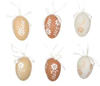 Vajíčka plastová na zavěšení  květy 6 cm, 6 ks, 9931