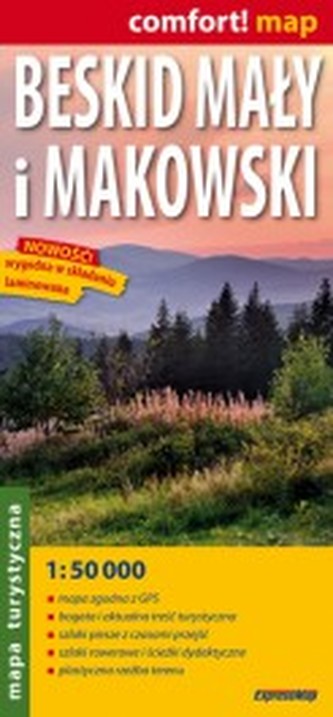 Mapa turystyczna. Beskid Mały i Makowski. 1:50 000. Mapa laminowana