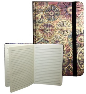 Zápisník s gumičkou 178x126 mm zlatobronzový ornament F