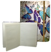 Zápisník s gumičkou A5 145x210 mm zlatý s modrými motýli D