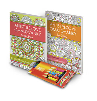 Antistresové omalovánky s pastelkami-set