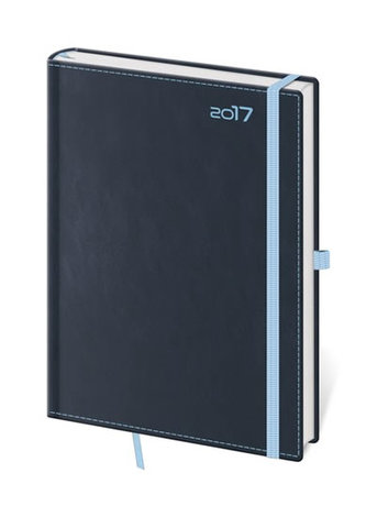 Diář 2017 - Double Blue/týdenní A5  s poutkem na propisku