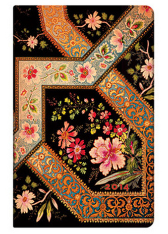 Diář 2014 - Filigree Floral Ebony maxi (12-měsíční horizontal Week-at-a-Time)