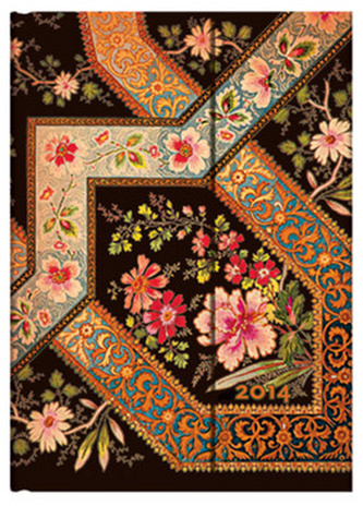 Diář 2014 - Filigree Floral Ebony midi (12-měsíční horizontal Week-at-a-Time)