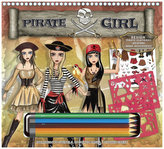 Fashion Girl kreativní skicák - Pirátská návrhářka (s pastelkami)