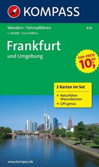 Kompass Karte Frankfurt und Umgebung, 2 Bl. m. Kompass Naturführer Wiesenblumen