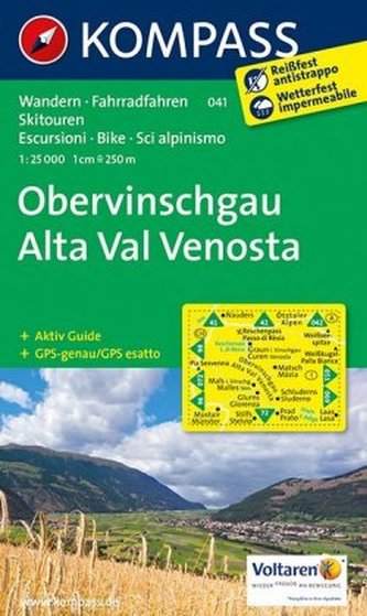 Kompass Karte Obervinschgau. Alta Val Venosta