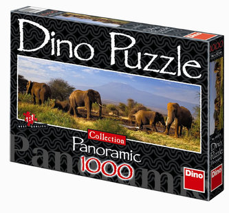 Stádo slonů - puzzle Panoramic 1000 dílků