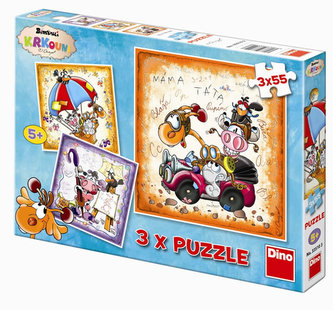 Krkouni - puzzle 3 motivy v balení 3x55 dílků