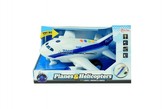 Letadlo plast 26cm na baterie se zvukem se světlem na setrvačník v krabici 27x16x19cm