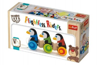 Tučňáci na kolečkách dřevěné 3ks Wooden Toys v krabici 26,5x14x7cm 12m+