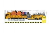 Auto s nadměrným nákladem a s přívěsem plast 29cm na baterie se světlem v krabici 32x10x7cm