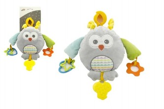 Sova chrastítko nad postýlku 22cm plyš/plast na kartě v sáčku 0+