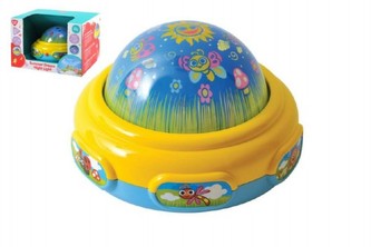 Lampička/ promítačka na zeď plast 15cm na baterie se světlem a zvukem v krabičce 24x16,5cm 0+