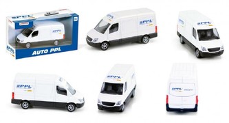 Auto dodávka PPL kov 11cm na volný chod v krabičce 16x9x5cm