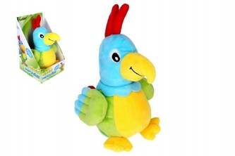 Papoušek mluvící plyš 24cm na baterie se zvukem v krabici 15x25x16cm