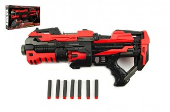 Pistole puška na pěnové náboje plast 45cm na baterie v krabici