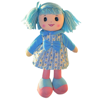 Panenka hadrová 30 cm - modré šaty