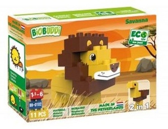 BiOBUDDi stavebnice Wildlife Savanna 2v1 lev/pštros