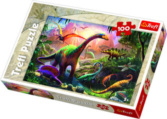 Puzzle Dinosauři 100 dílků 41x27,5cm v krabici 29x20x4cm