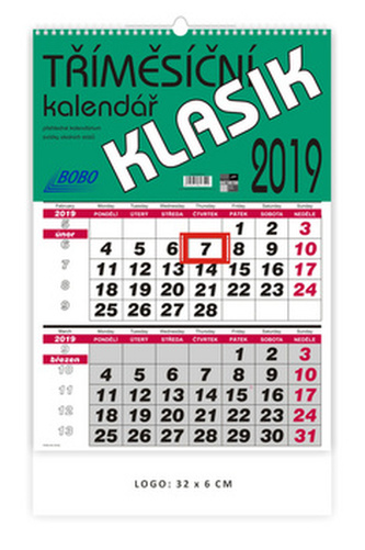 Tříměsíční kalendář 2019 Klasik - nástěnný kalendář